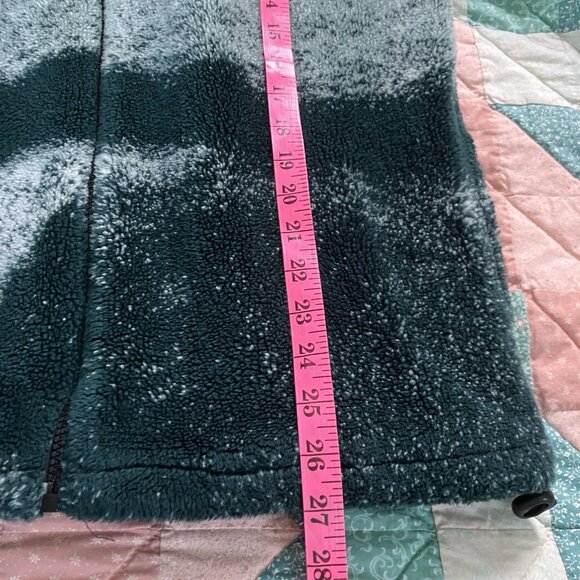 Vintage Ocean East Lighthouse Fleece Cardigan Womens S Green 90s Granny AOP - Picture 7 of 8